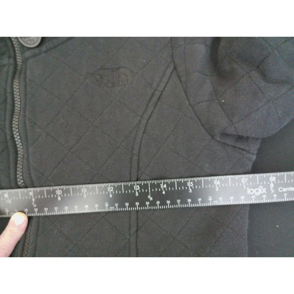 The North Face Quilted Jacket Womens M Black Full Zip Faux Fur FleeceFunnel Neck
